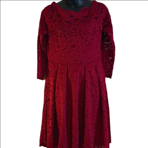 Long Sleeve Red Floral Dress By Miss May? Size Large. Great Boho Vibe.